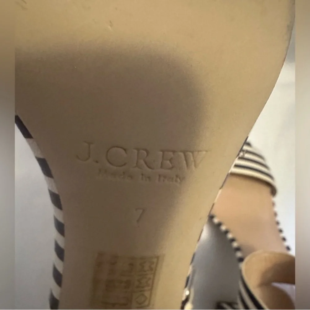 J. Crew Navy & White Striped Block Heel Sandals - Picture 9 of 12